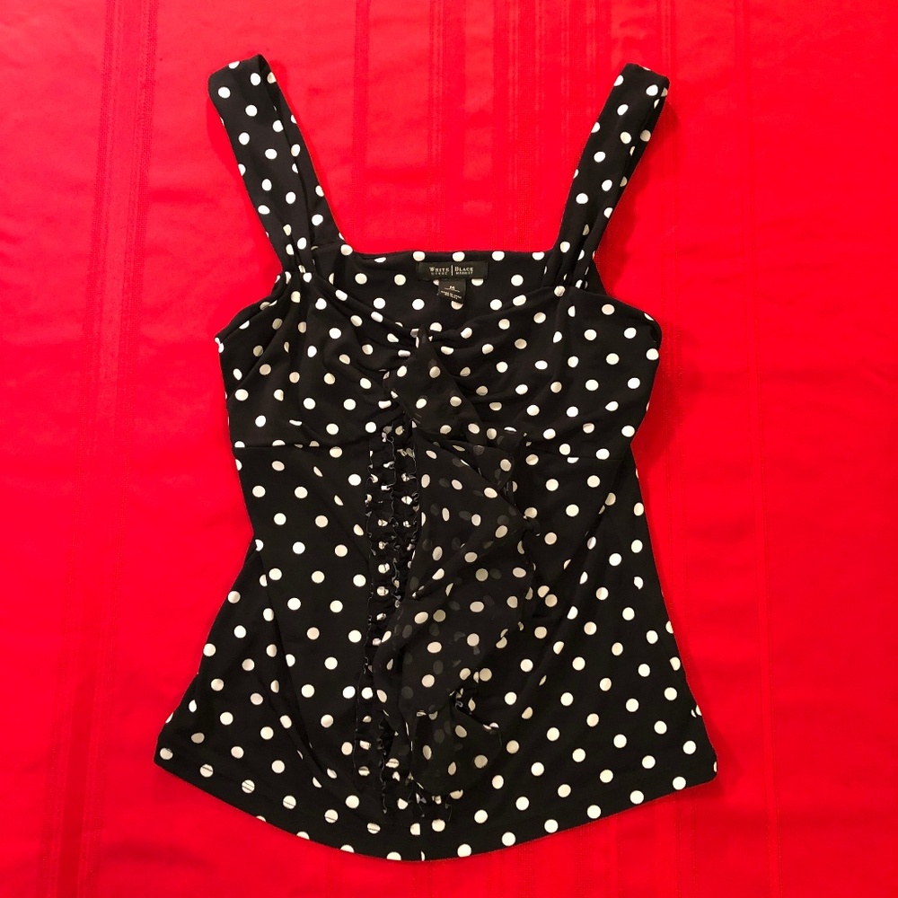 M White House Black Market B&W Polka Dot SEXY Top